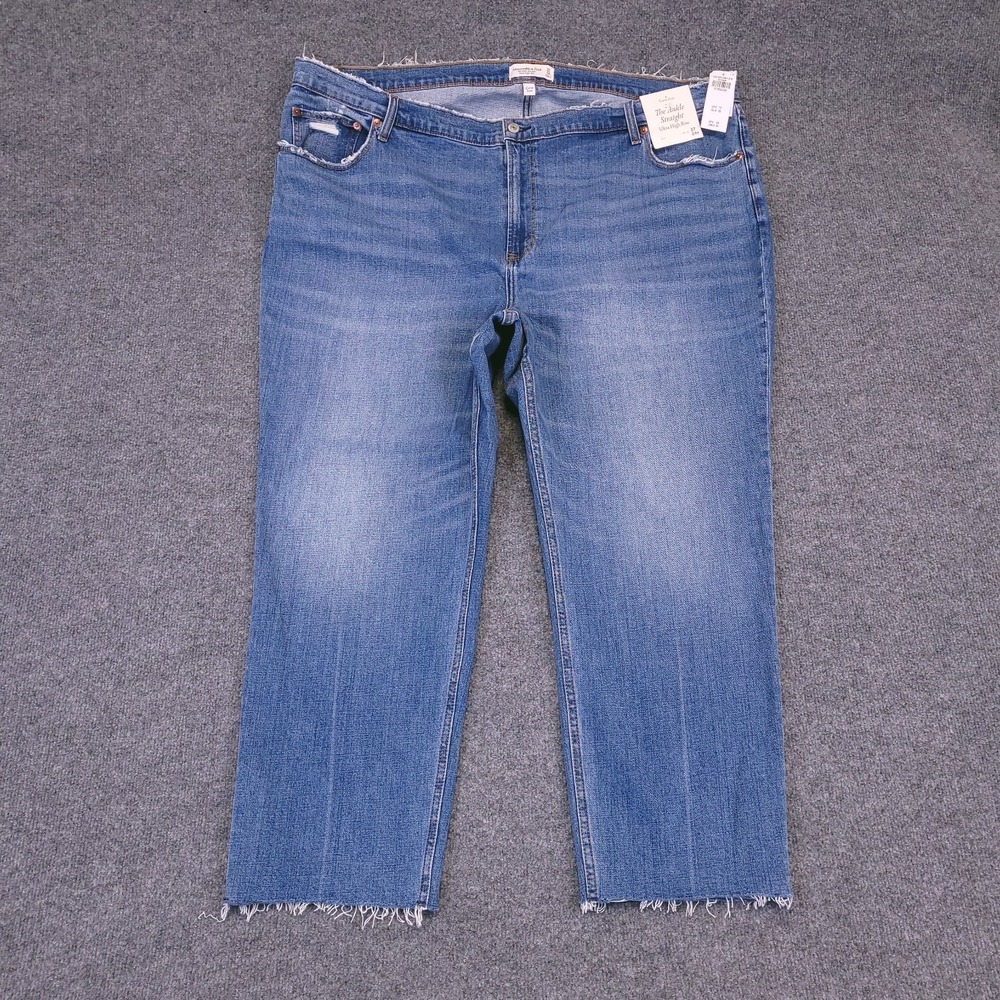 NWT Abercrombie Fitch Ankle Straight Ultra High Rise Jean Sz 24R (48x27) Stretch